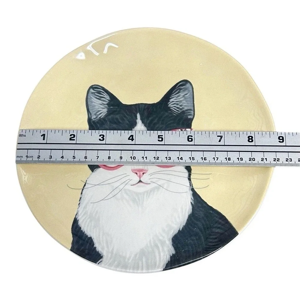 Pier‎ 1 Party Cats Salad Dessert Plate Cat Pink Glasses Yellow Replacement 8.75